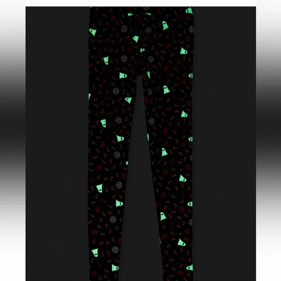 Childrens Place Womens Mommy Black Orange Pumpkin Halloween Glow Leggings Large - Picture 4 of 7